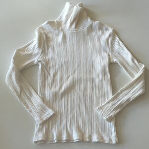 EUC Zara Girls White Ribbed Turtleneck Sweater 8